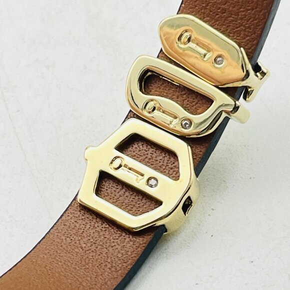 KEEP COLLECTIVE Black Leather Bracelet Gold Teacher Apple Charm Signed Gift - Picture 3 of 6